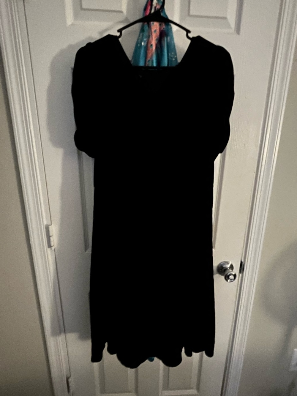 Talbots Black Midi Dress with Puff Sleeves